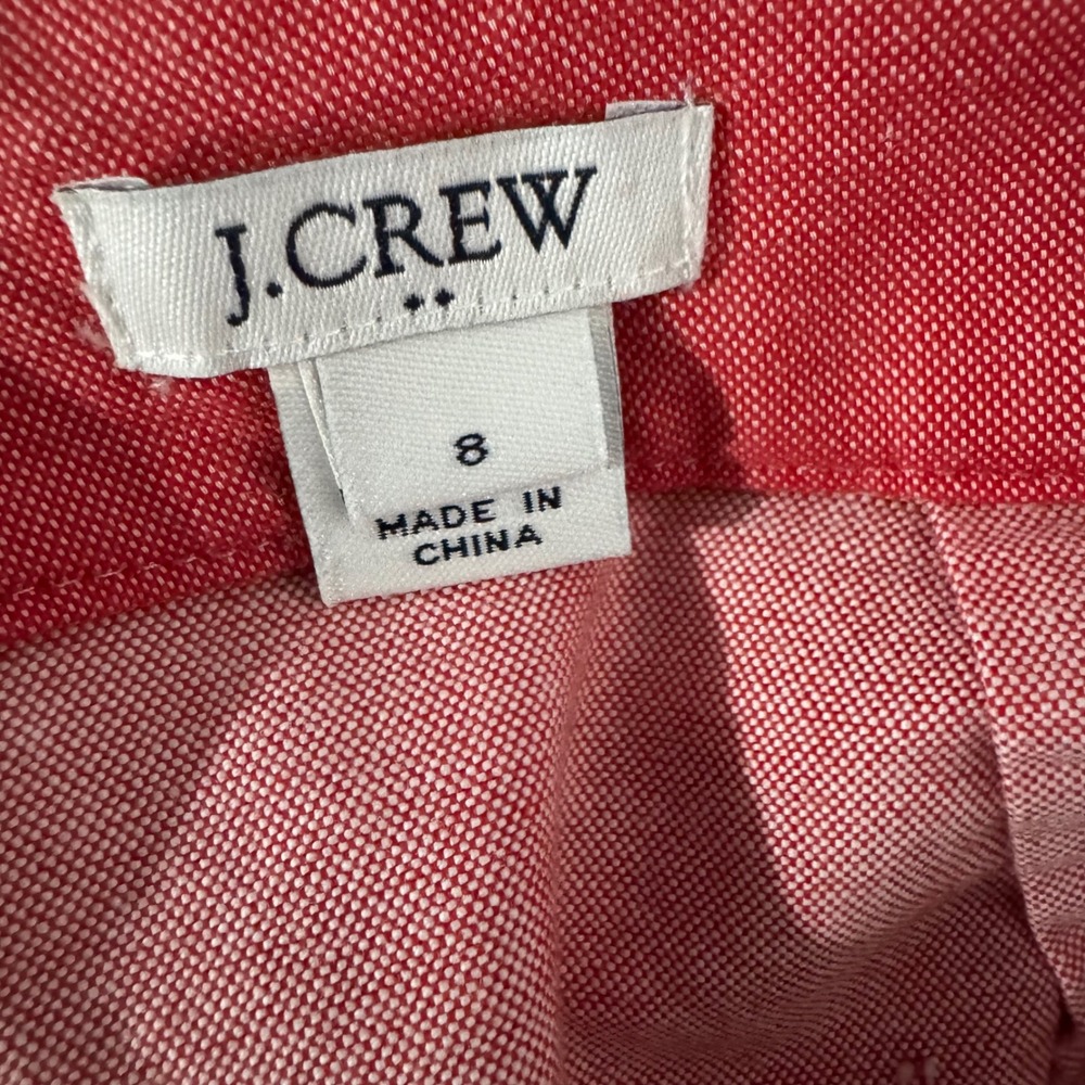 J.Crew Pink Oxford Cotton Ruffle Faux Wrap Skirt Size 8 H4868 SP 18 - Picture 3 of 6